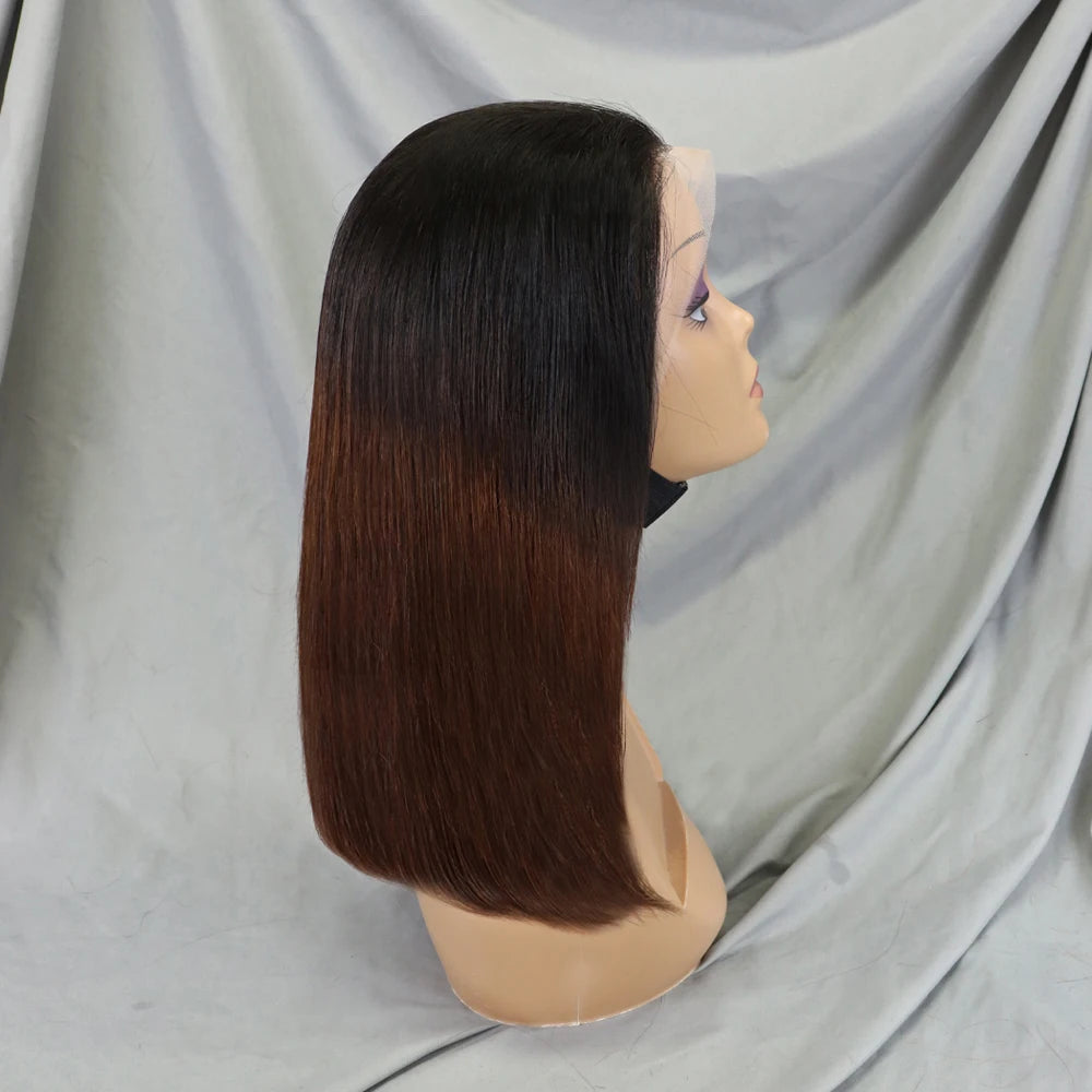Bone Straight Lace Frontal Pre Plucked Brazilian Short Bob Remy Wig