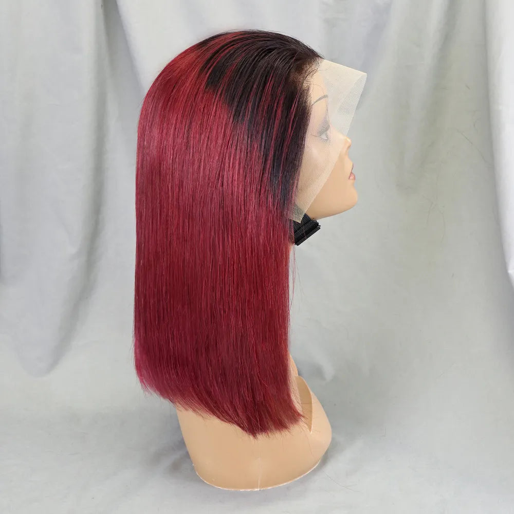 Bone Straight Lace Frontal Pre Plucked Brazilian Short Bob Remy Wig