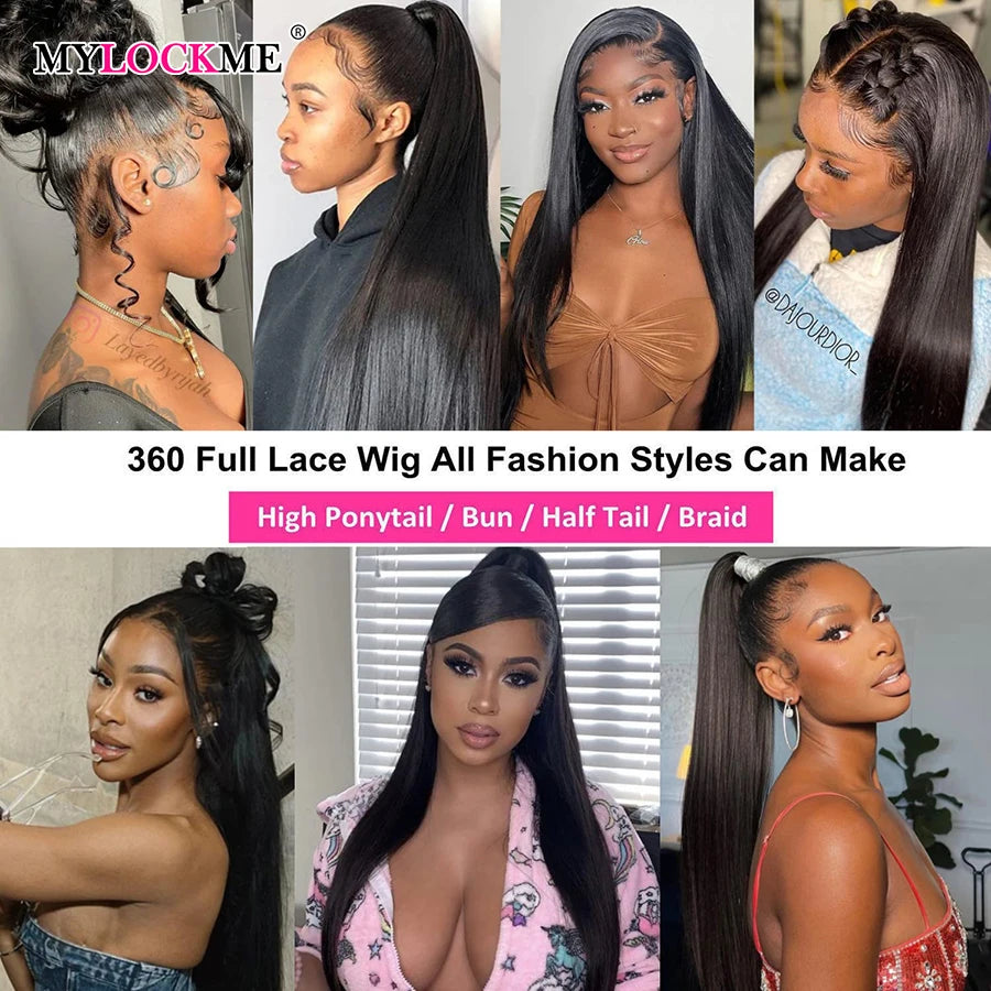 360 Full Lace Wig Human Hair Mylockme Brazilian Natural 100% Human 12a Grade Lace Front Human Hair Wig On Sale Clearance