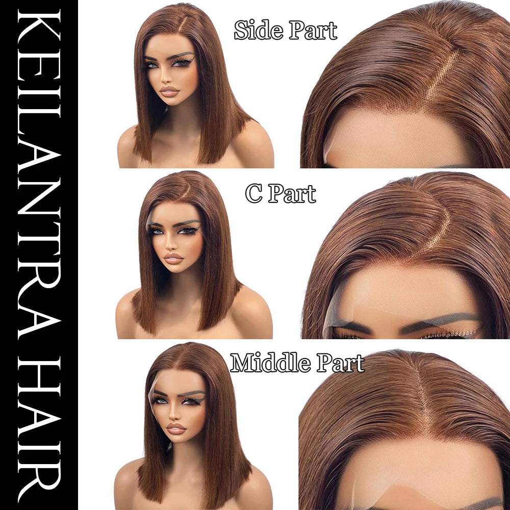 Chocolate Brown 13×4 Lace Front Human Hair Lightly Bleached Knot Human Hair