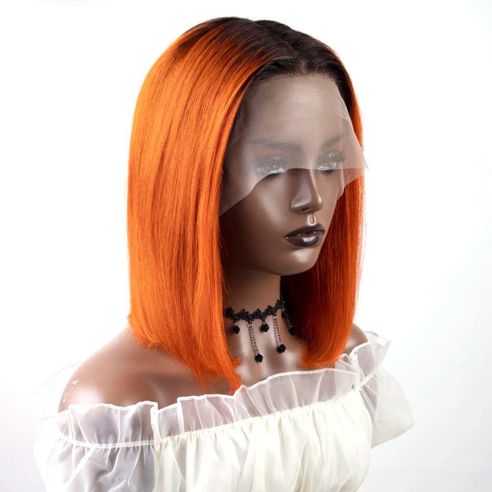 Pink Bob Short Cut Lace Front Human Hair Wigs