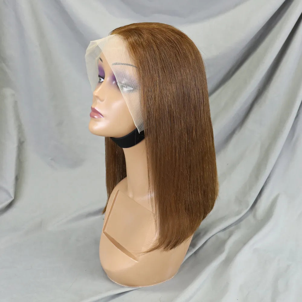 Bone Straight Lace Frontal Pre Plucked Brazilian Short Bob Remy Wig