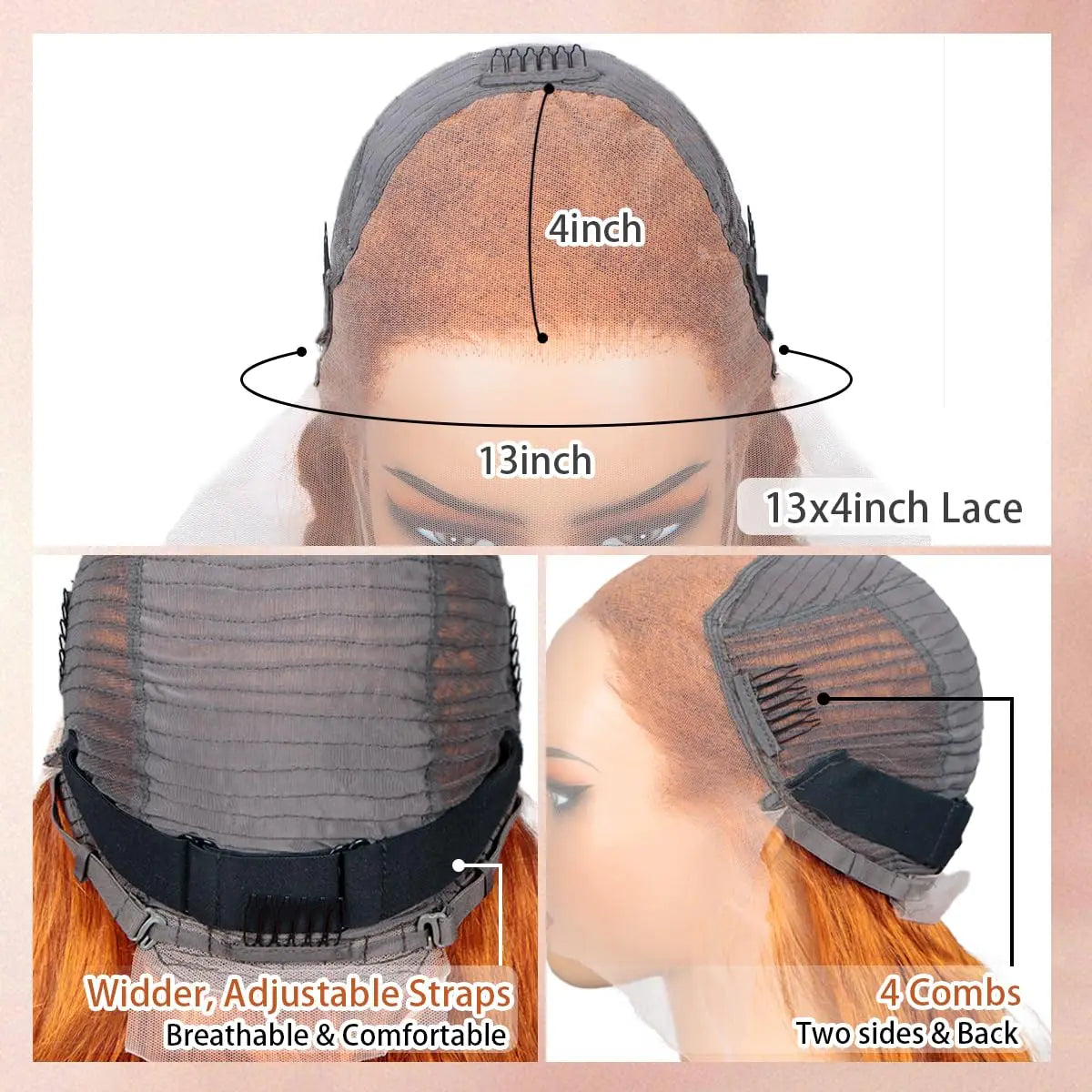 32 Inch Ginger Curly Lace Front Wig Human Hair with Baby Hair 13x4 HD Lace Front Ginger Deep Wave Human Hair Wigs 180 Density