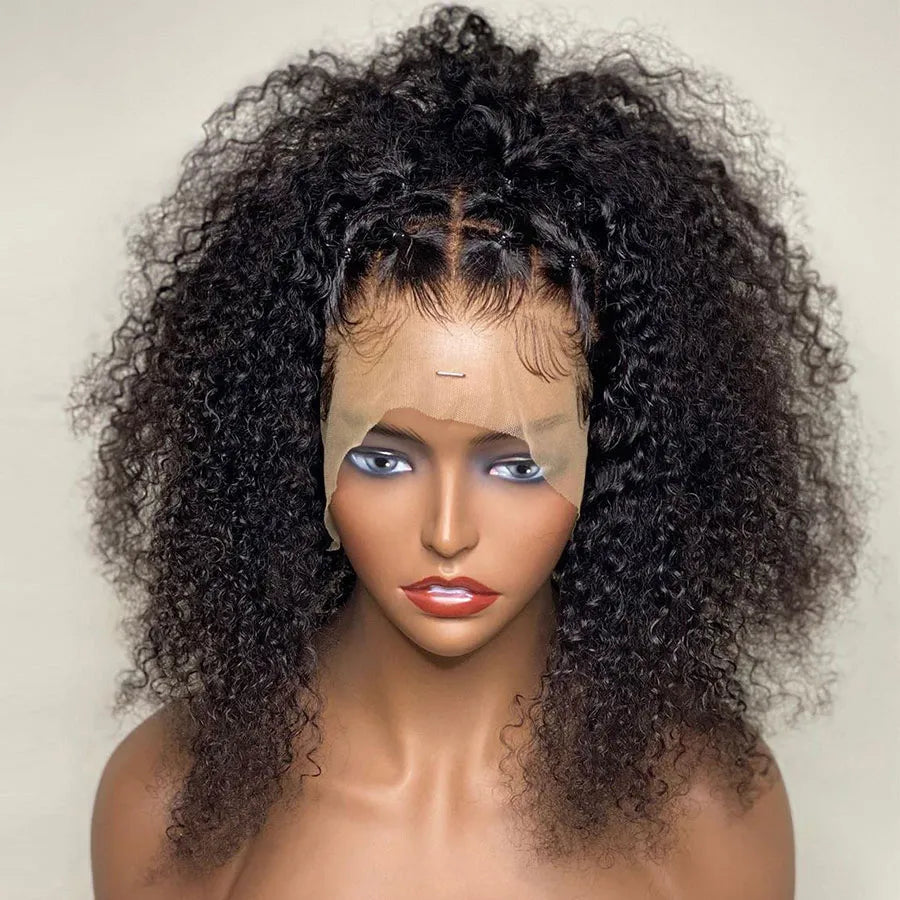Soft 200 Density 26“ Long Kinky Curly Natural Hairline Lace Front Wig - Supreme Lush Hair