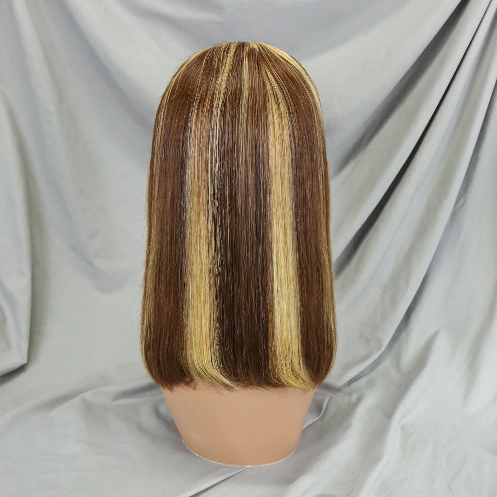 Bone Straight Lace Frontal Pre Plucked Brazilian Short Bob Remy Wig