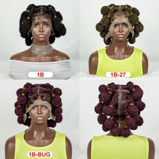 Short Bantu Braided Knotless Box Braided Synthetic Full Lace