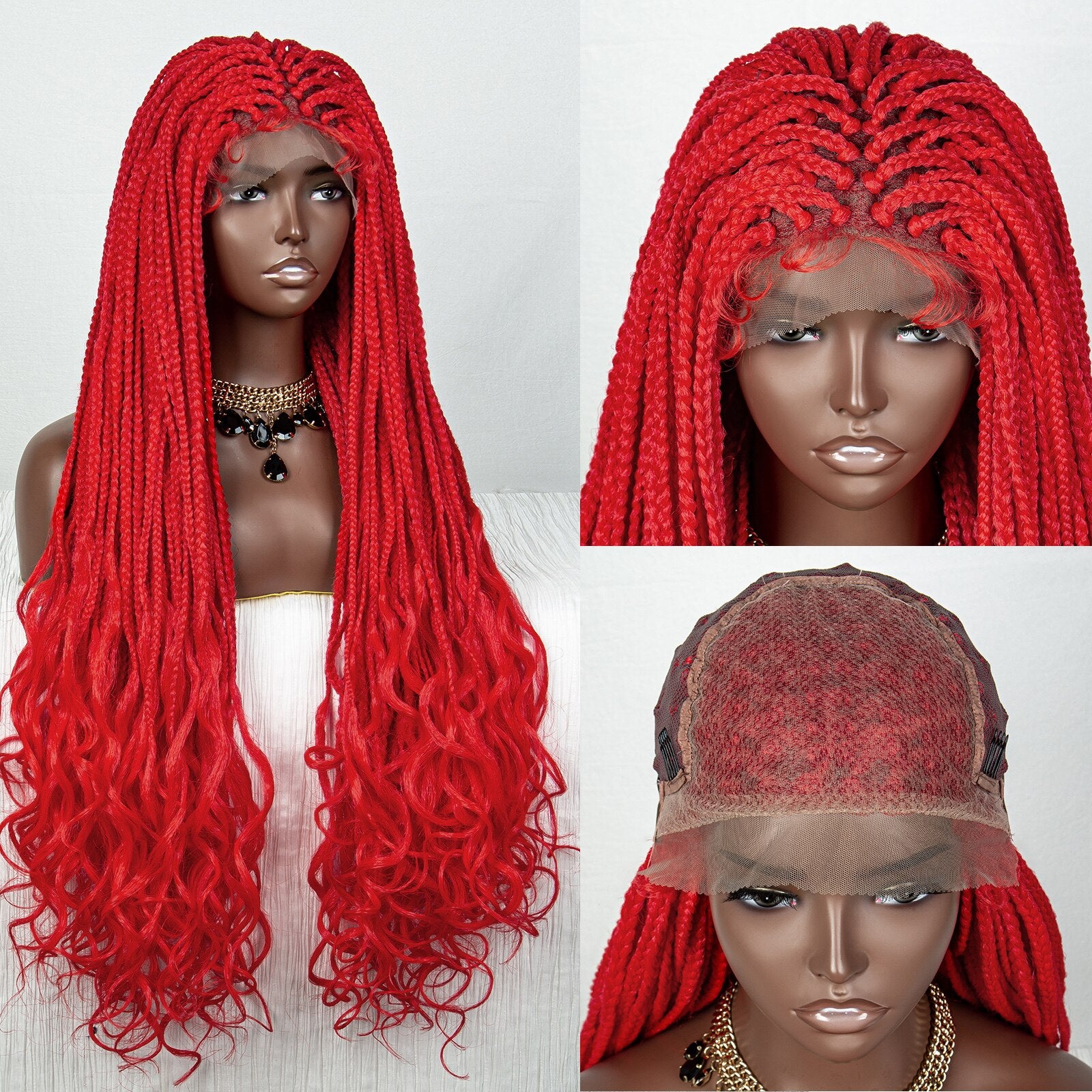 36 Inches Long Braided Wigs Synthetic Lace Front - Supreme Lush Hair