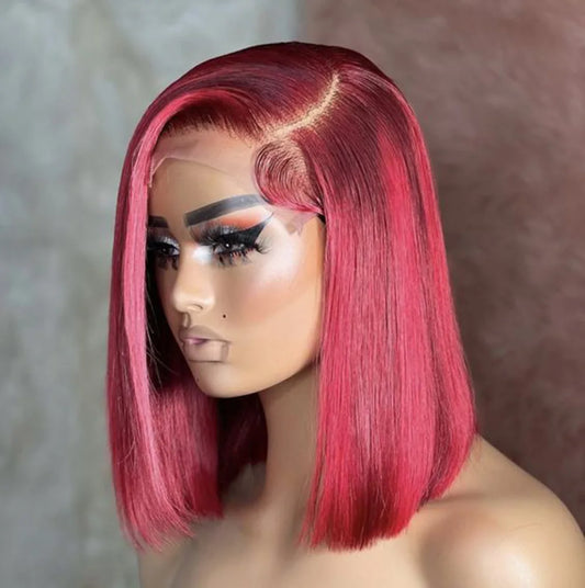 Burgundy Short Bob Wig 4x4 Closure Lace Front Human Hair