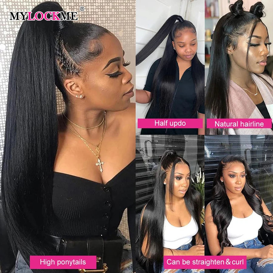 360 Full Lace Wig Human Hair Mylockme Brazilian Natural 100% Human 12a Grade Lace Front Human Hair Wig On Sale Clearance