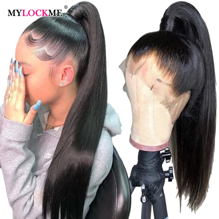 360 Full Lace Wig Human Hair Mylockme Brazilian Natural 100% Human 12a Grade Lace Front Human Hair Wig On Sale Clearance