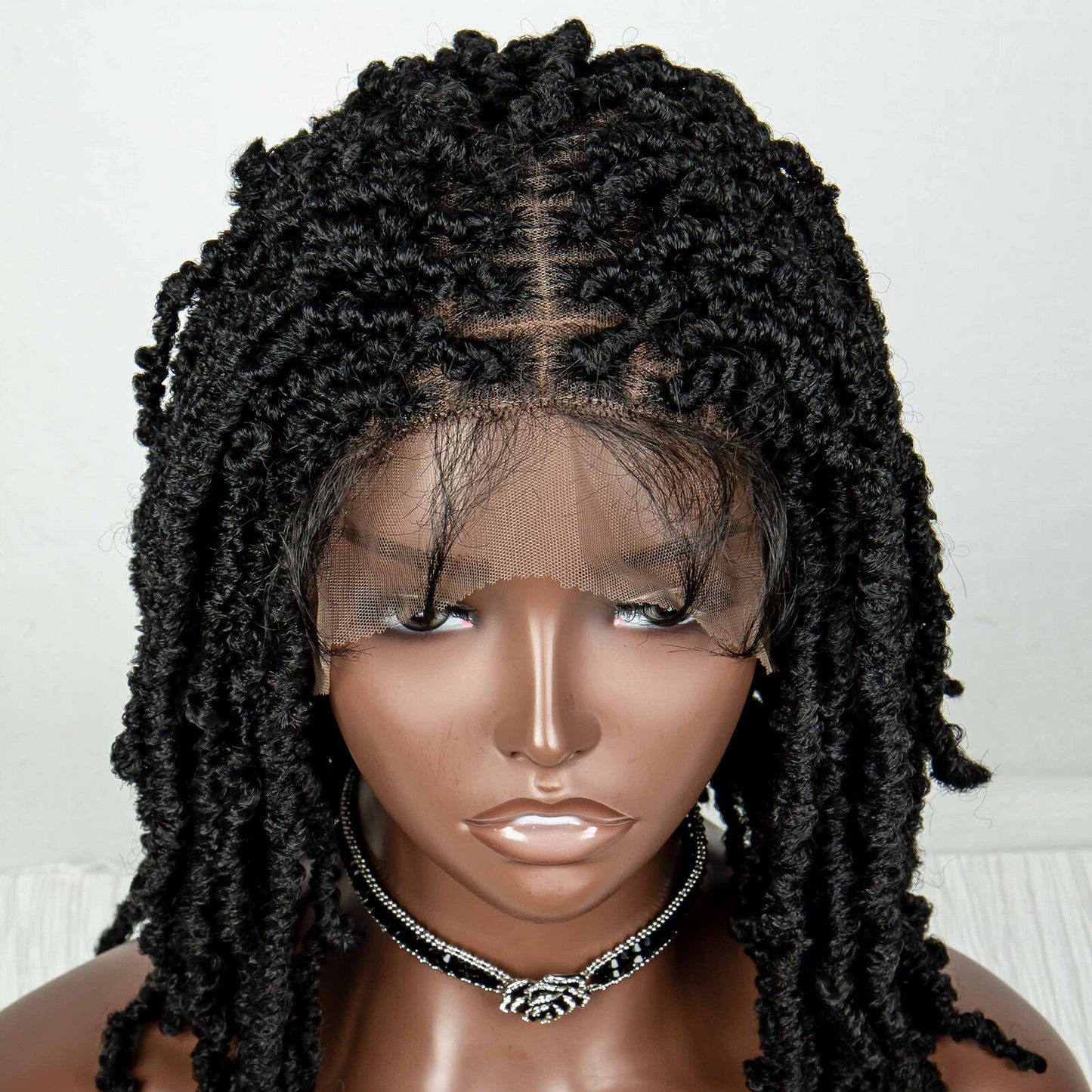 Synthetic Braided Butterfly Locks Bob Short Dreadlock Lace Front Braided Wigs - Supreme Lush Hair