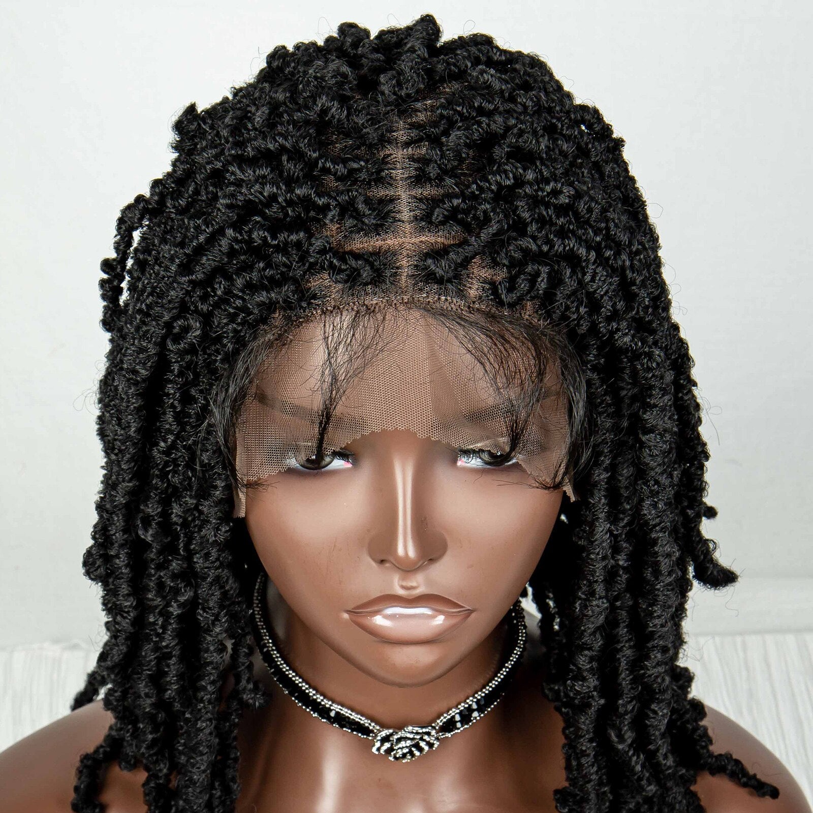 Synthetic Braided Butterfly Locks Bob Short Dreadlock Lace Front Braided Wigs - Supreme Lush Hair