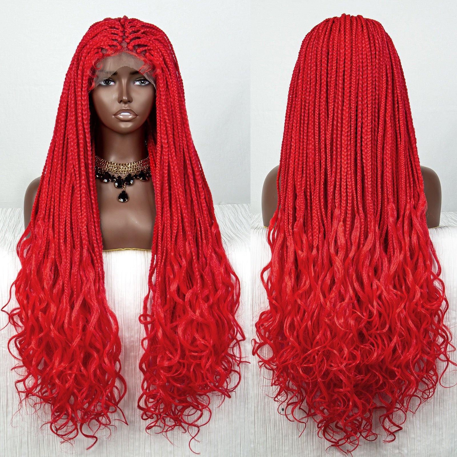 36 Inches Lace Front Long Braided Wig - Supreme Lush Hair