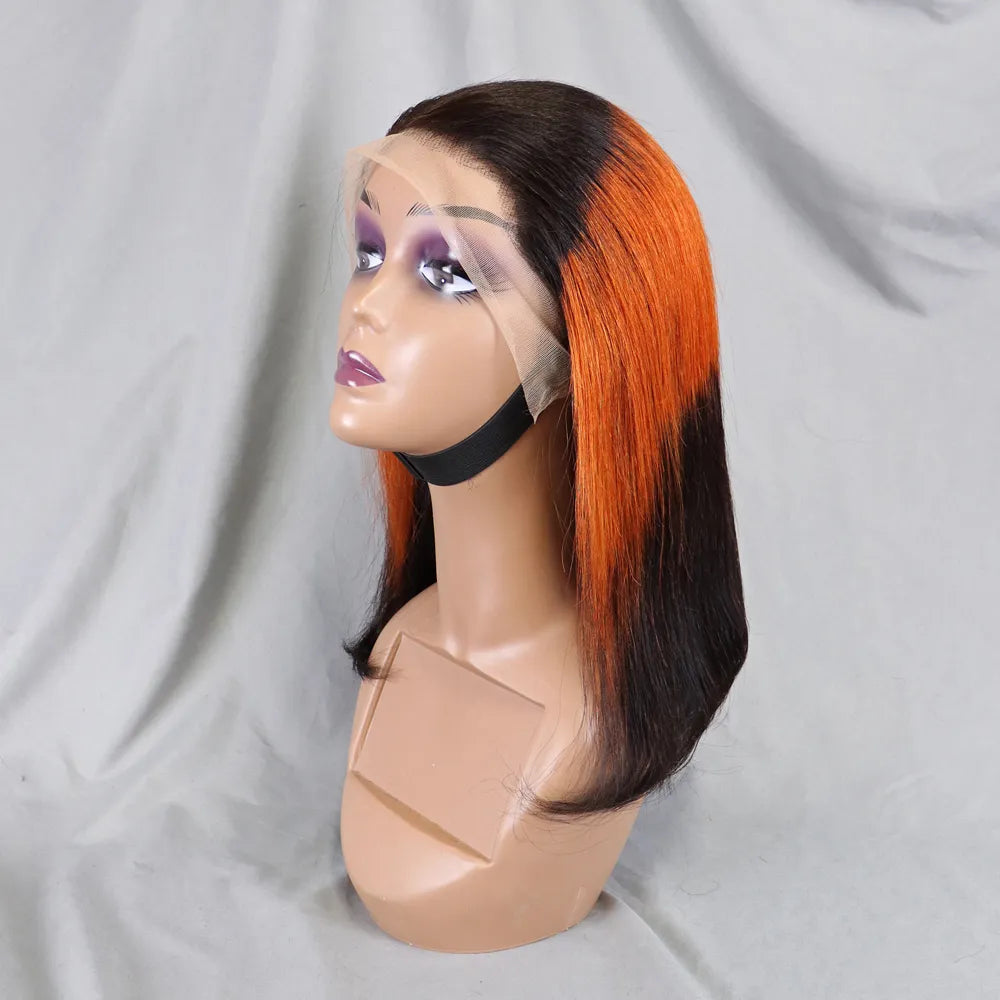 Bone Straight Lace Frontal Pre Plucked Brazilian Short Bob Remy Wig