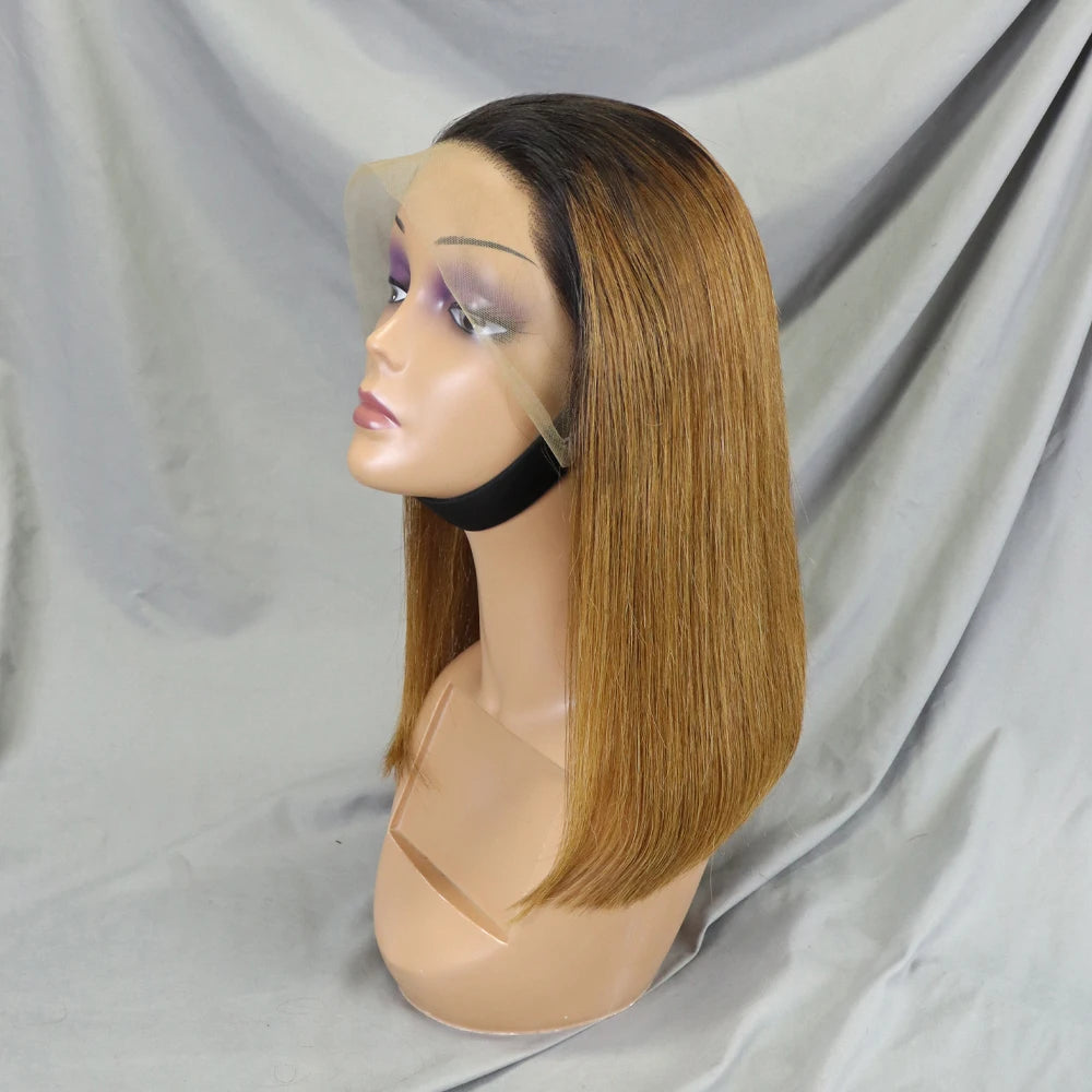 Bone Straight Lace Frontal Pre Plucked Brazilian Short Bob Remy Wig