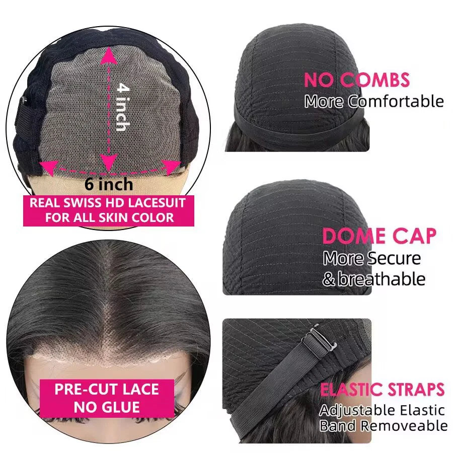 180% Bone Straight Glueless Ready To Wear Pre Plucked Wig