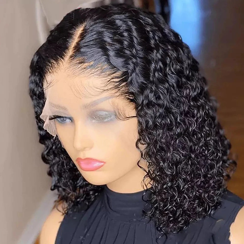 Transparent 5x1 T Part Lace Preplucked Hairline Short Curly Bob - Supreme Lush Hair