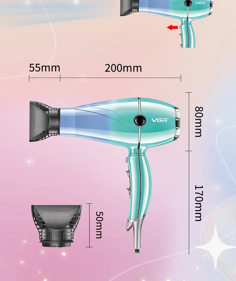 VGR Professional Hair Dryer 2400W High Power Overheating Protection Strong Wind Drying Hair Care Styling Tool V-452