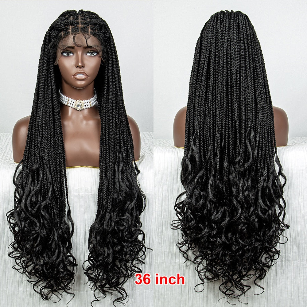 36 Inches Lace Front Long Braided Wig - Supreme Lush Hair