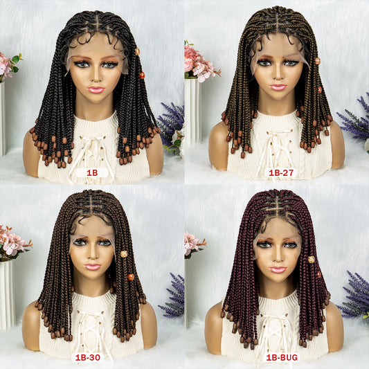 Lace Front Braided Synthetic Braids With Beads 14 inches
