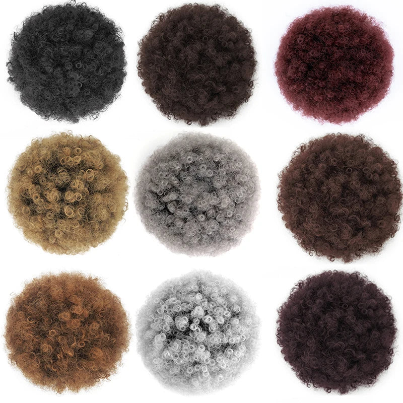 Afro Puff Drawstring Ponytail Extension Synthetic Afro Kinky Curly Puff Bun Hairpiece