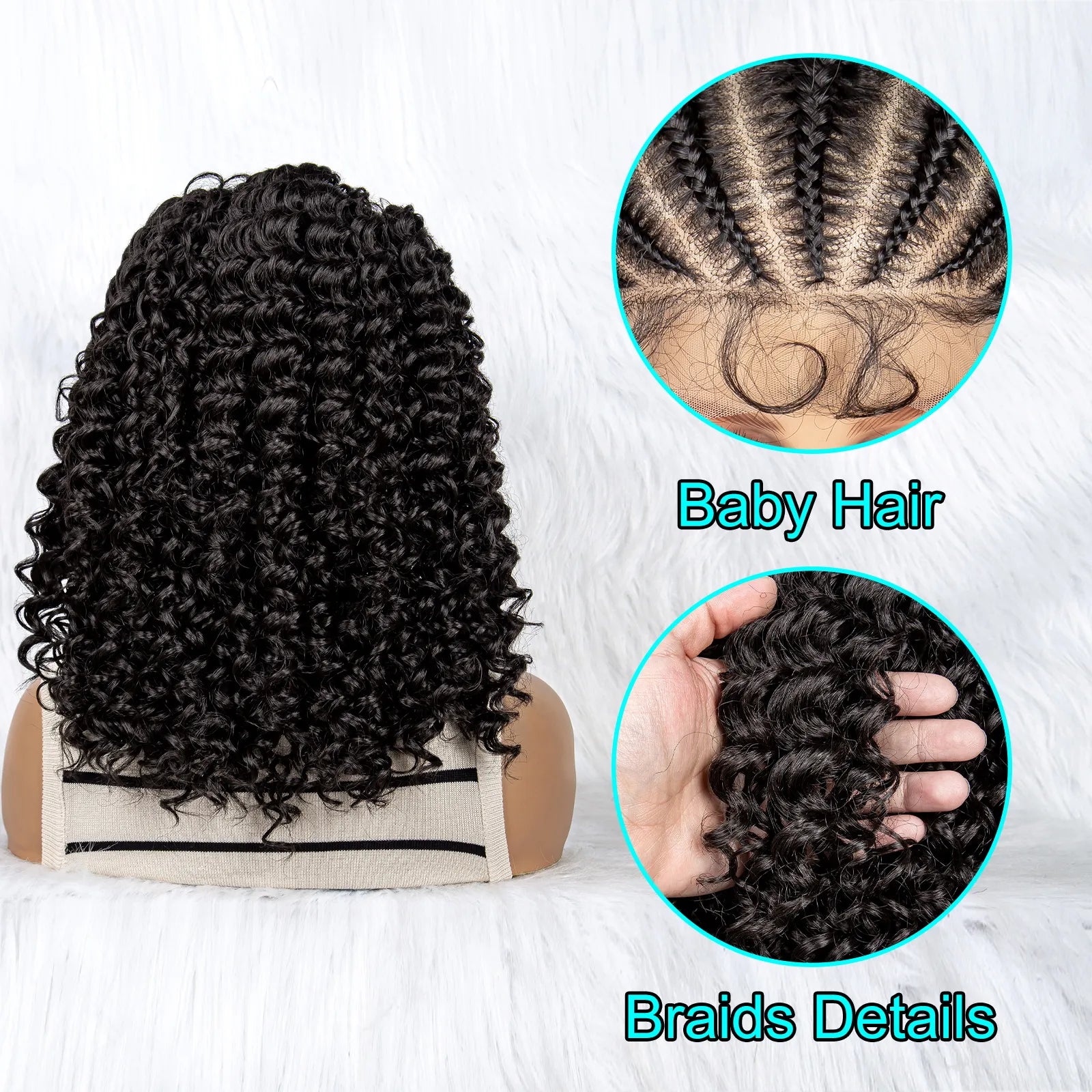Lace Front Kinky Curly Cornrow Hair - Supreme Lush Hair