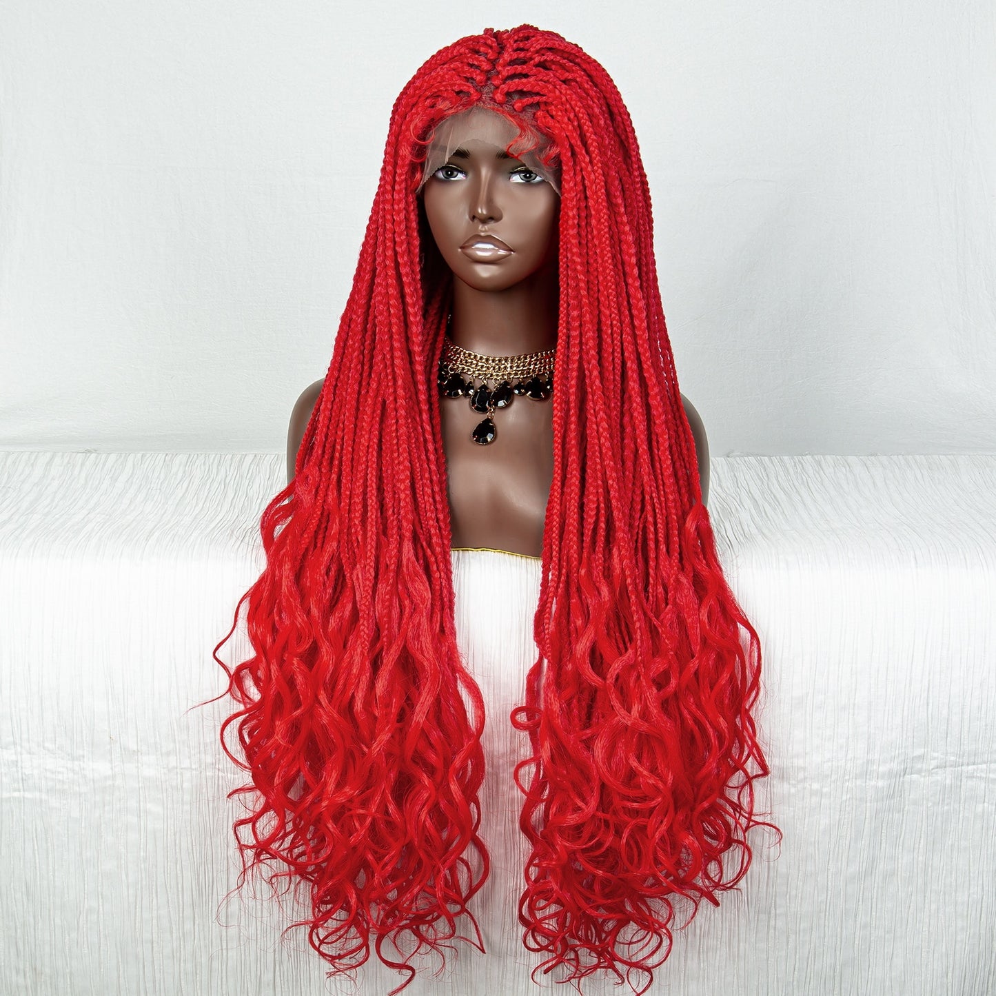 36 Inches Long Braided Wigs Synthetic Lace Front - Supreme Lush Hair