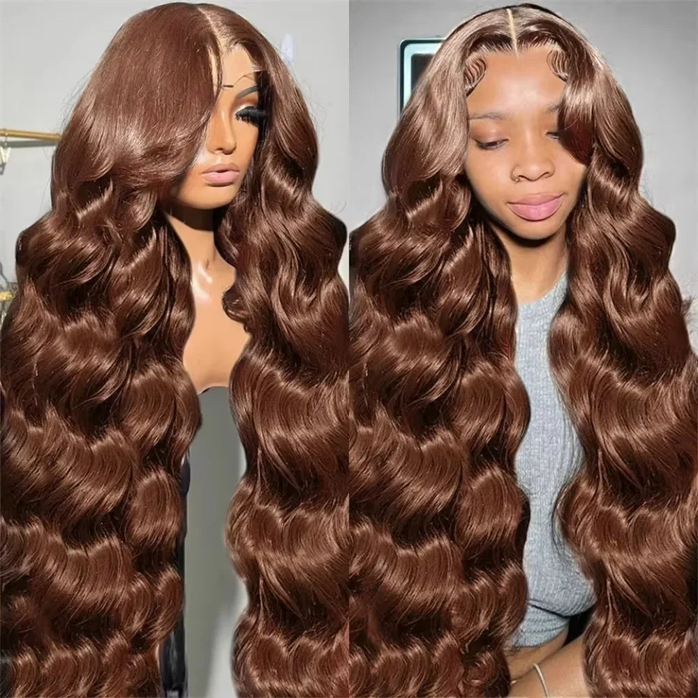 Lace Frontal Body Wave Chocolate Brown #4 Colored Frontal Human Hair