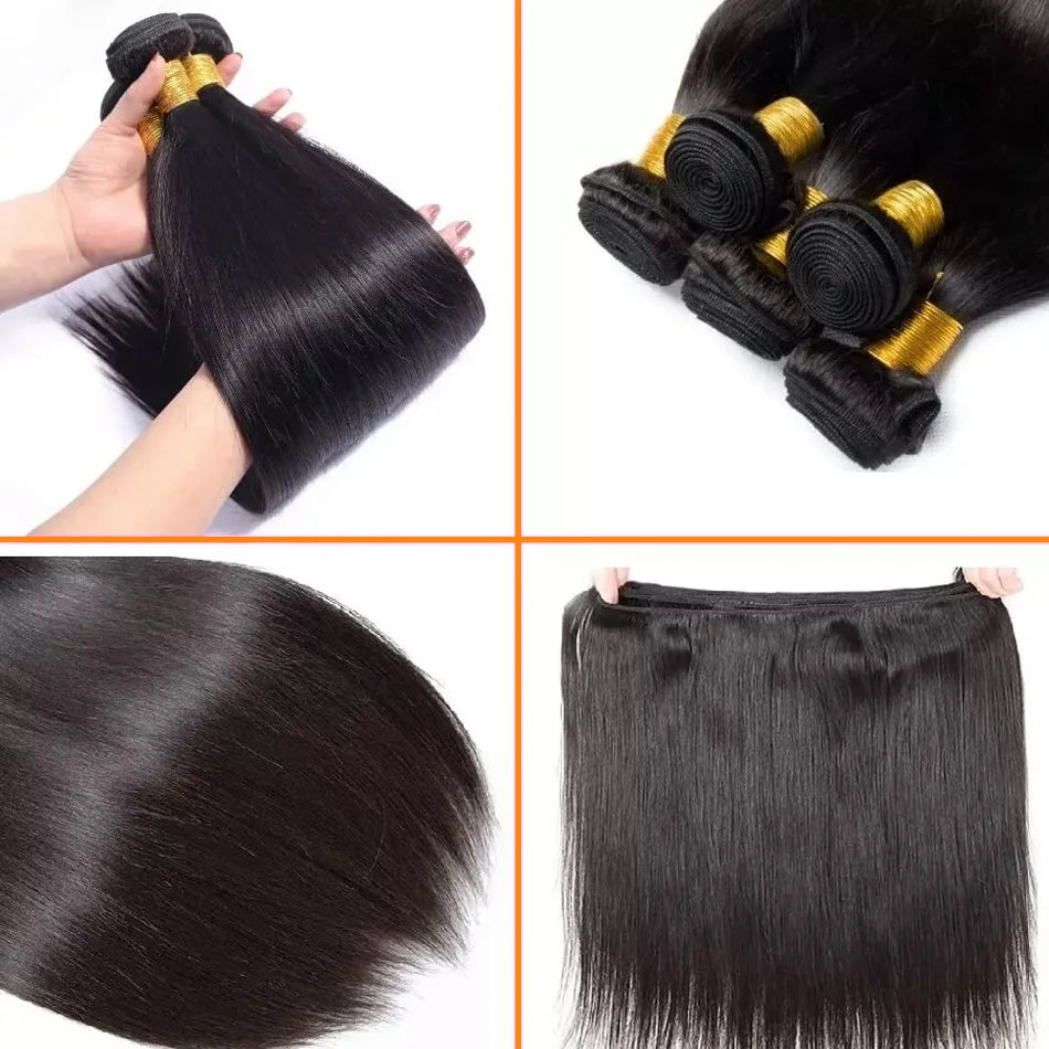 Straight 100% Human Hair Bundles Hair 30 Inch Bundles Hair Extensions 3 4 Bundles Natural Color Fot Brazilian Women