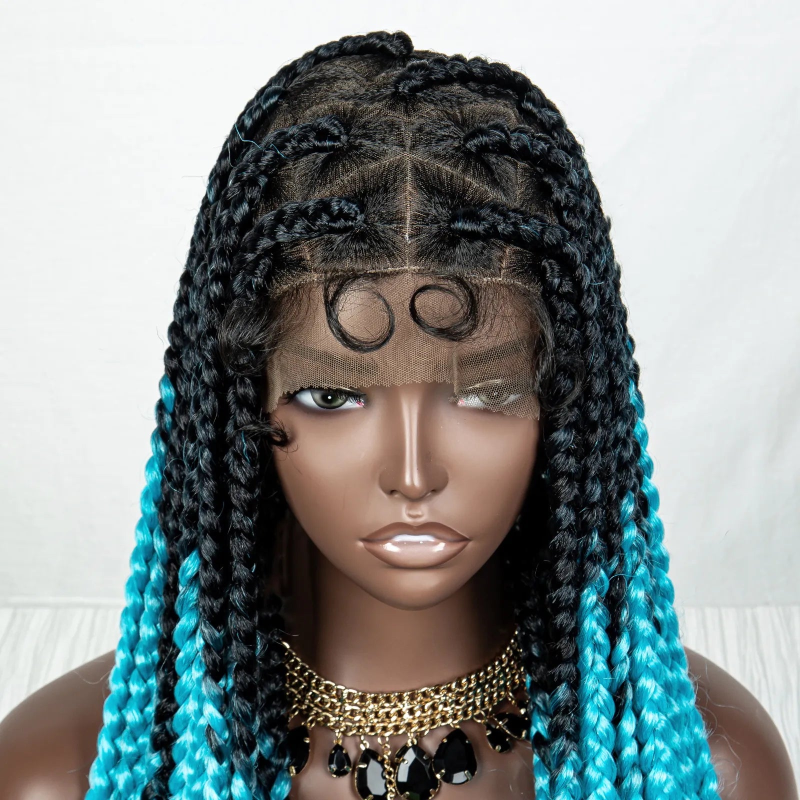 Big Knotless Synthetic Full Lace Braided Wigs 32 Inches Cornrow Box Braids - Supreme Lush Hair