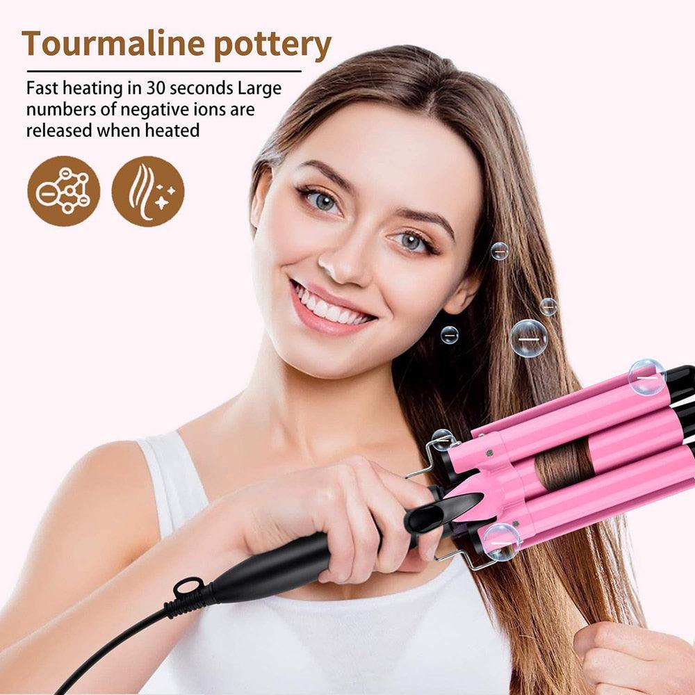 Triple Barrels Ceramic Hair Curling Iron - Supreme Lush Hair