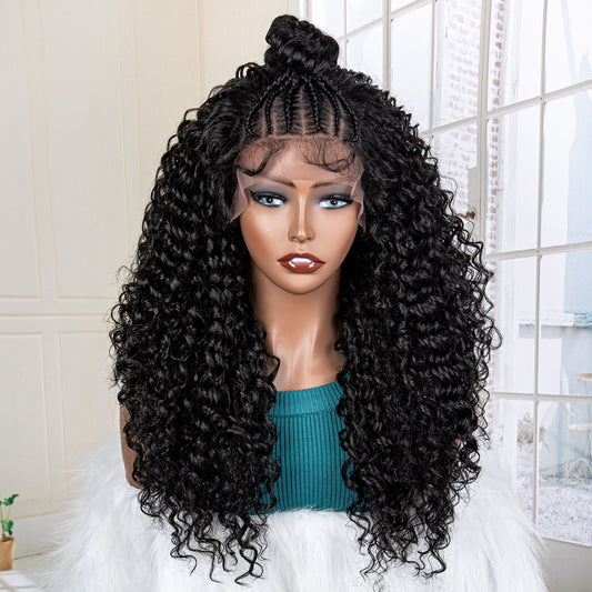 Synthetic Kinky Curly Wave Braided 13x4 Lace Frontal Wigs - Supreme Lush Hair