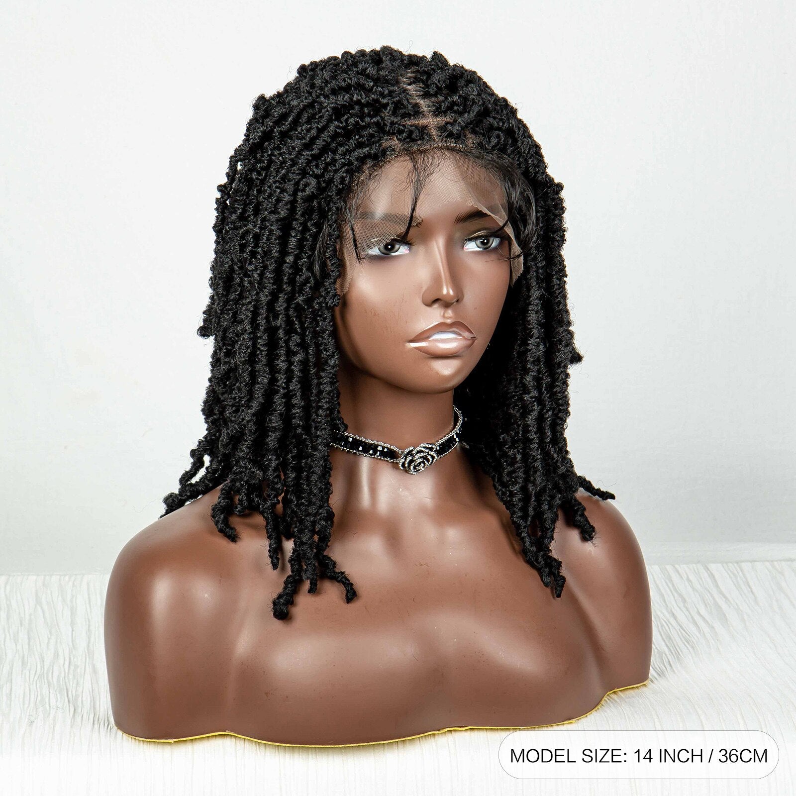 Synthetic Braided Butterfly Locks Bob Short Dreadlock Lace Front Braided Wigs - Supreme Lush Hair