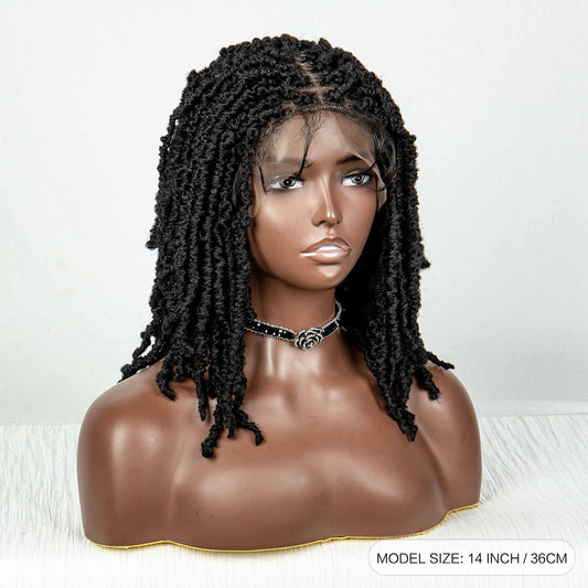 Synthetic Braided Butterfly Locks Bob Short Dreadlock Lace Front Braided Wigs - Supreme Lush Hair