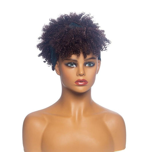 Short Kinky Curly Synthetic Headband Wigs with Scarf - Supreme Lush Hair