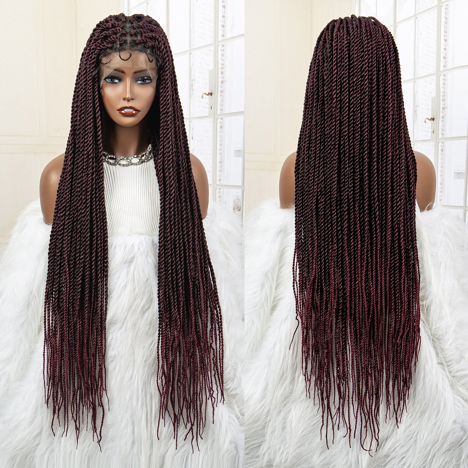 Twist Braided Synthetic Full Lace Frontal Pre Plucked with Baby - Supreme Lush Hair