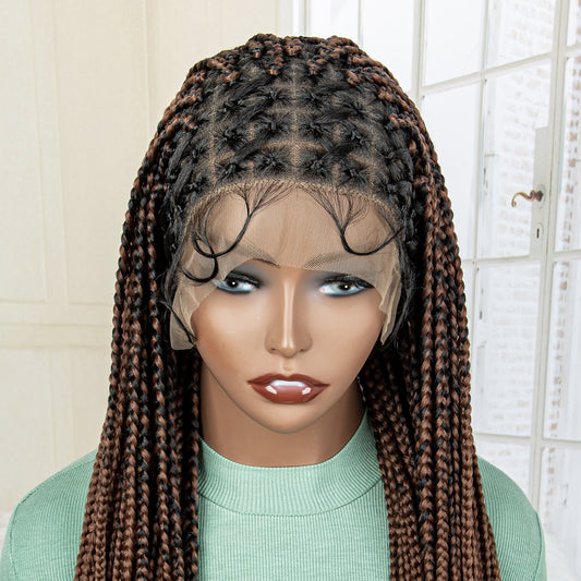 Knotless Cornrow Lace Box Braided Full Lace Synthetic Wigs - Supreme Lush Hair