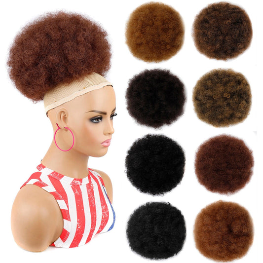 Afro Puff Hair Bun Ponytail Synthetic Kinky Curly Ponytail - Supreme Lush Hair