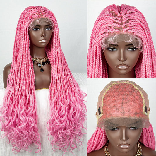 36 Inches Long Braided Wigs Synthetic Lace Front - Supreme Lush Hair