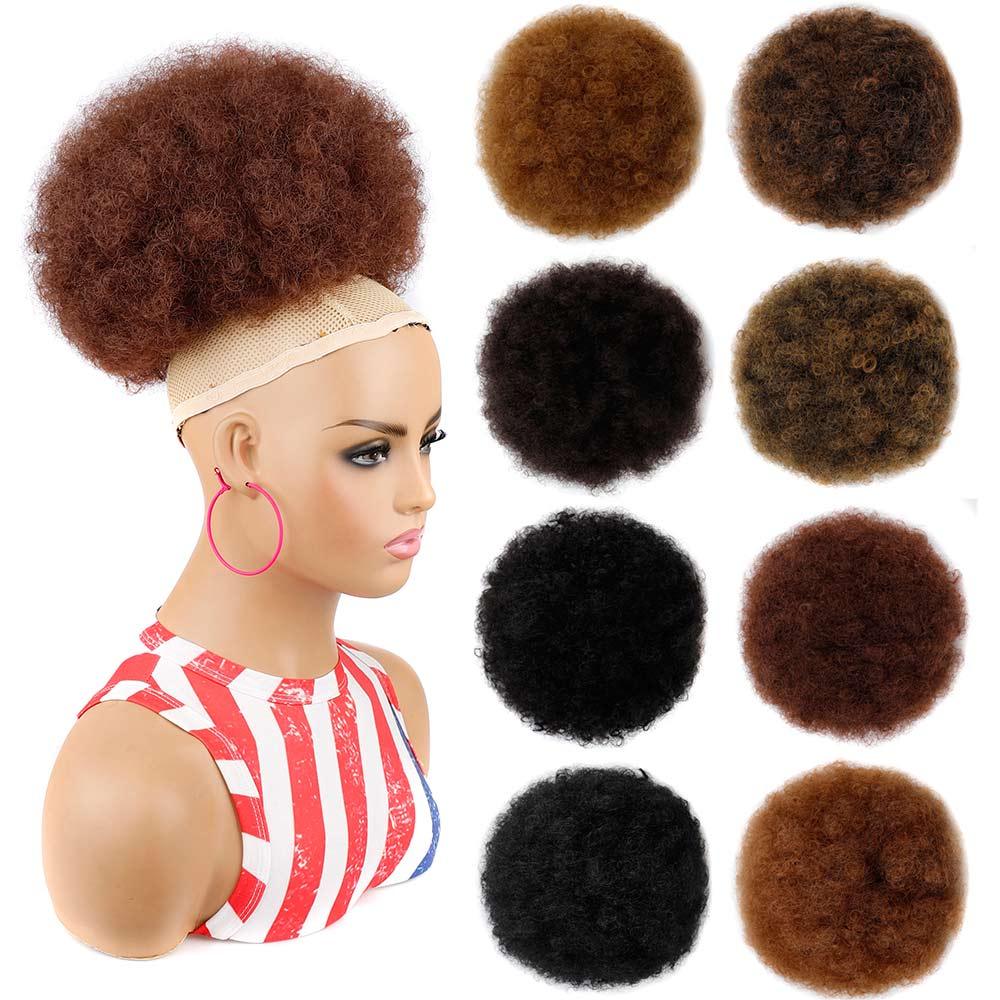 Afro Puff Hair Bun Ponytail Synthetic Kinky Curly Ponytail - Supreme Lush Hair