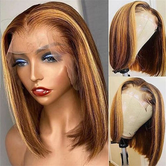 Highlight Straight Bob Lace Front Human Hair Transparent Lace - Supreme Lush Hair