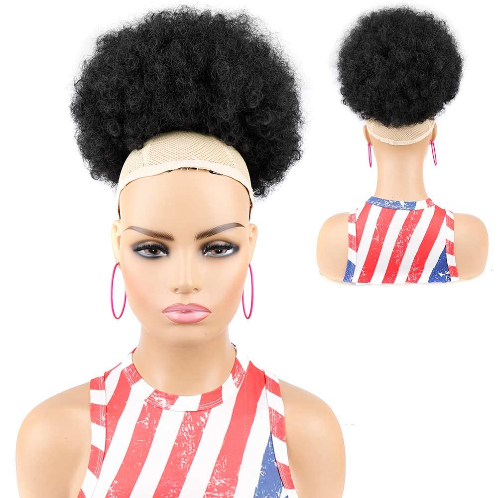Afro Puff Hair Bun Ponytail Synthetic Kinky Curly Ponytail - Supreme Lush Hair