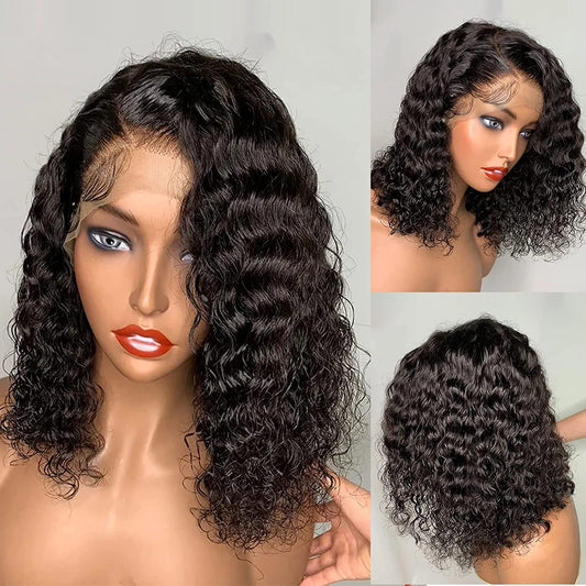 Curly Short Bob Human Hair Frontal Brazilian Remy Wig - Supreme Lush Hair