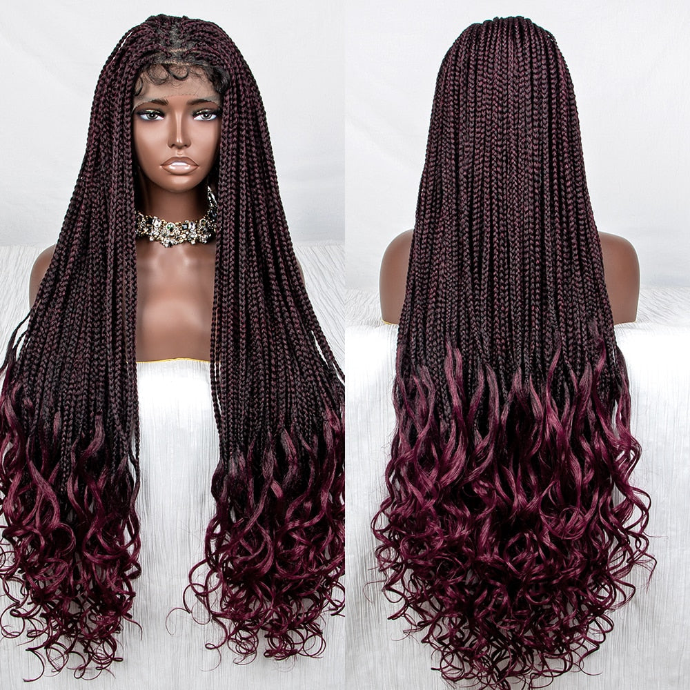 36 Inches Lace Front Long Braided Wig - Supreme Lush Hair