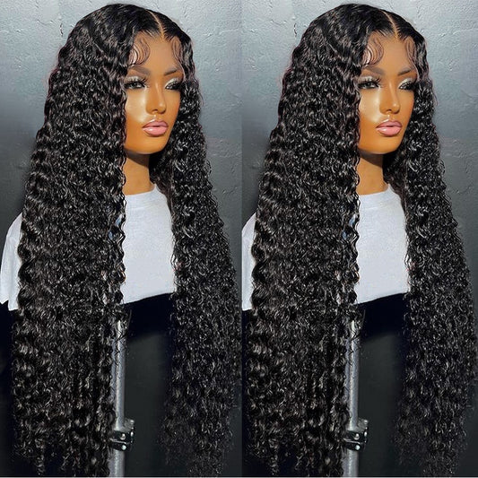 Water Wave Curly Lace Frontal Wig 360 Full Human Hair - Supreme Lush Hair